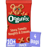 Load image into Gallery viewer, Saucy Tomato Noughts &amp; Crosses Corn Puffs Multipack 4x15g
